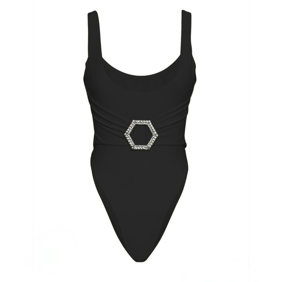 Philipp Plein Black One-Piece with Silver Accent - Picture 1 of 6